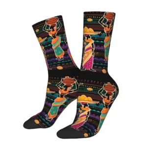 1pc Africa Women Printed Men's Socks Novelty Hip Hop Harajuku Pattern Crew Sock Casual Gift